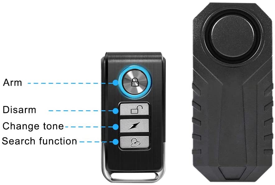 Wireless Bicycle Motorcycle IP55 Anti-Theft Alarm Vibration Remote Control 113dB