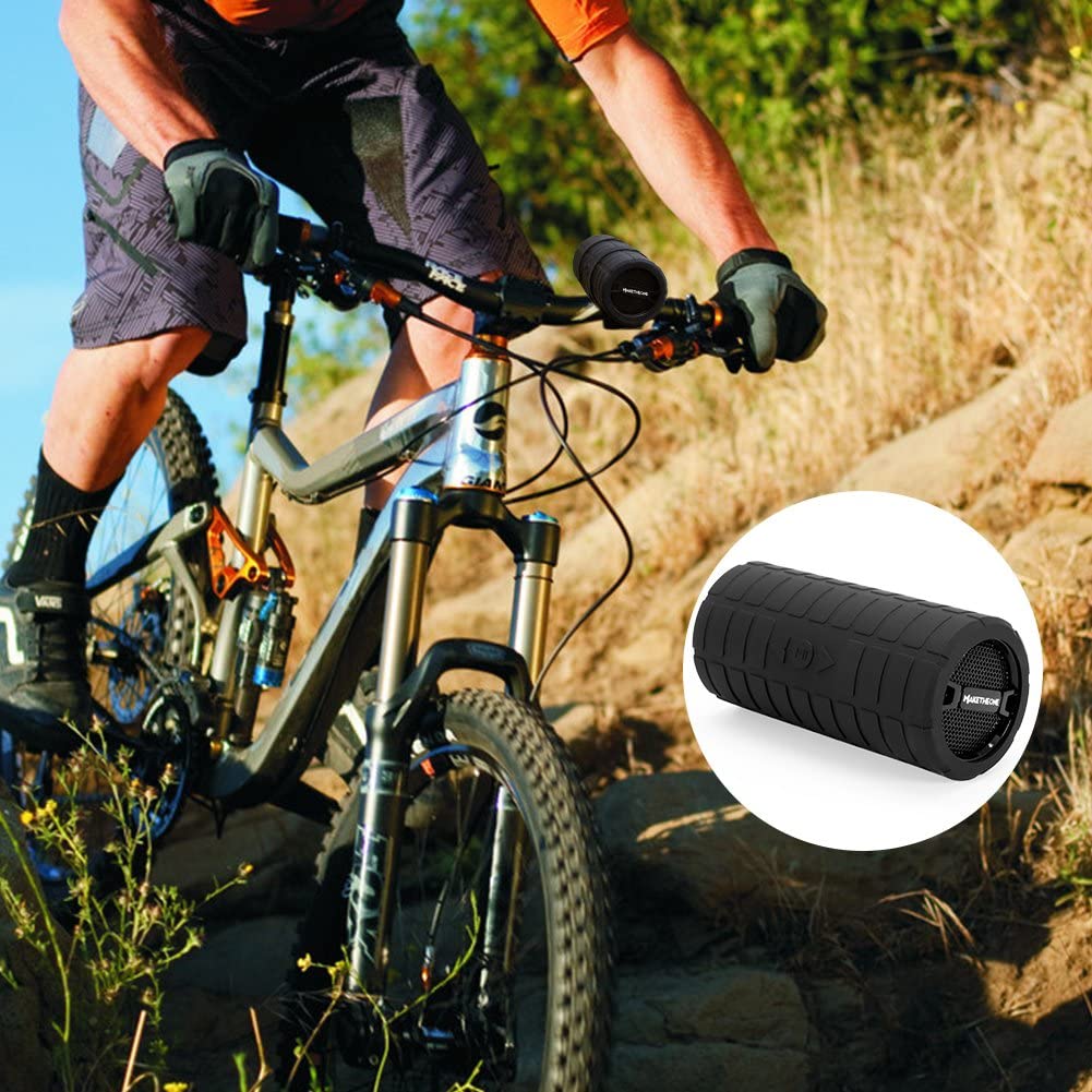 Black Bluetooth Wireless Speaker MakeTheOne Portable Waterproof and Wearable Outdoor Speaker with 3.5mm Aux MicroSD Input HiFi Bass for Mountain Bike Bicycle Electric Scooter 